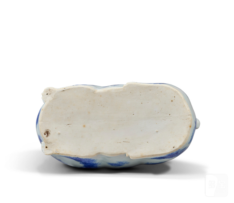 BOURDALOUE EN FORME DE CHAT EN PORCELAINE BLEU BLANC  CHINE, DYNASTIE QING, XVIIIE-XIXE SIÈCLE - 图6